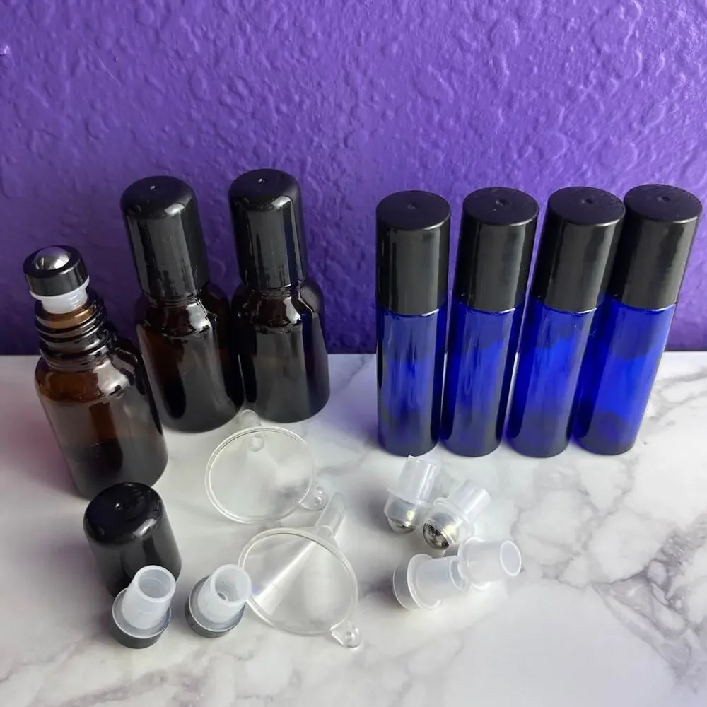 DIY Aromatherapy Supply Lot Essential Oil Glass Bottles Dropper Roller Vials New